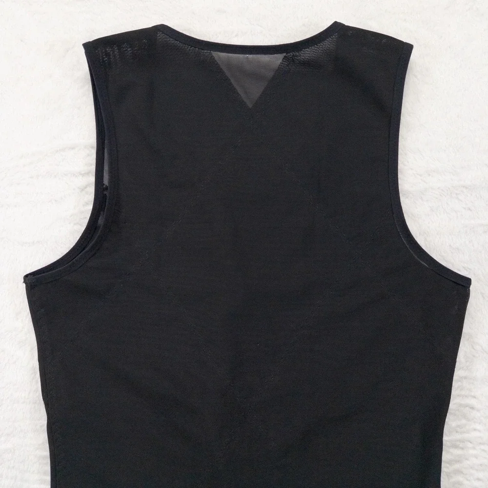 Zerobodys Mens Compression Vest Size M Black Slimming Body Shaper Zipper Tank